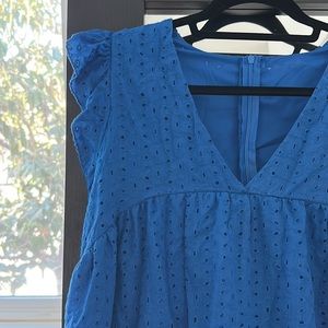 Blue Eyelet Lace Romper